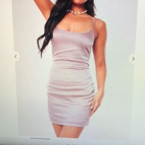 petite mauve stretch satin bodycon mini dress